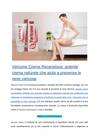 Varicone Crema Recensione_ potente crema naturale che aiuta a prevenire le vene varicose_