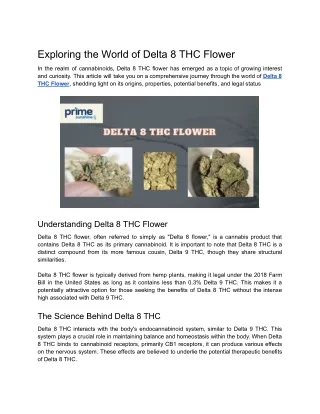 Exploring the World of Delta 8 THC Flower