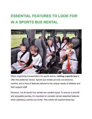 ESSENTIAL FEATURES TO LOOK FOR IN A SPORTS BUS RENTAL|BUS CHARTER NATIONWIDE USA
