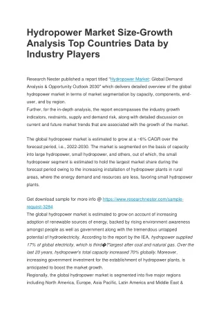 Hydropower Market Size