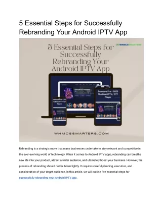 5 Essential Steps for Successfully Rebranding Your Android IPTV App