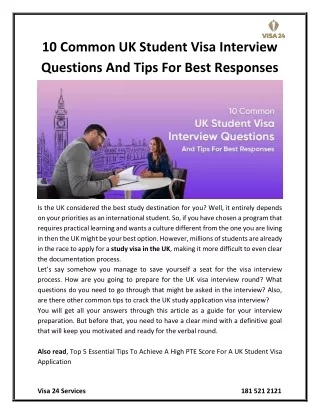 10 Common UK Student Visa Interview Questions And Tips For Best Responses