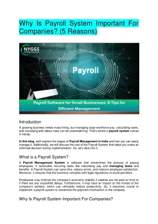 Top Benefits of Payroll System Important for Small and Medium Companies