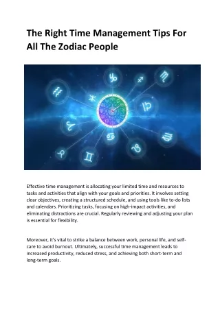 The Right Time Management Tips For All The Zodiac People