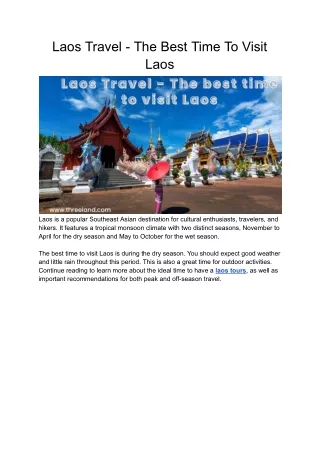 Laos Travel - The best time to visit Laos