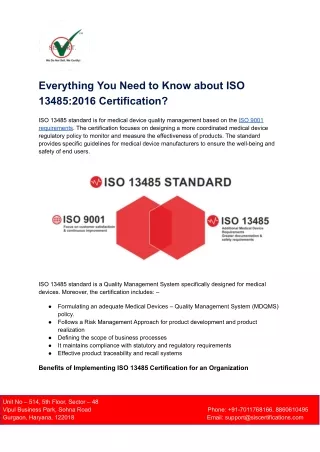 Everything You Need to Know about ISO 13485_2016 Certification