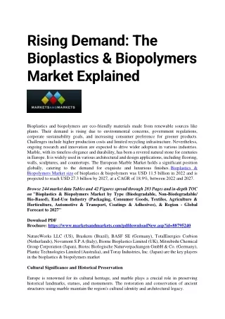 Trends Driving Innovation in the Bioplastics Industry