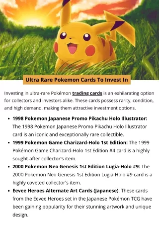 Ultra Rare Pokemon Cards To Invest In