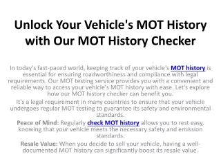 Unlock Your Vehicle's MOT History with Our MOT History Checker