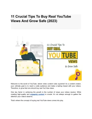 11 Crucial Tips To Buy Real YouTube
