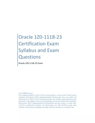 Oracle 1Z0-1118-23 Certification Exam Syllabus and Exam Questions