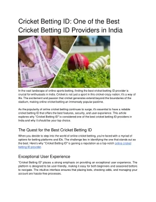 Cricket Betting ID_ One of the Best Cricket Betting ID Providers in India