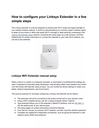 How to configure your Linksys Extender in a few simple steps