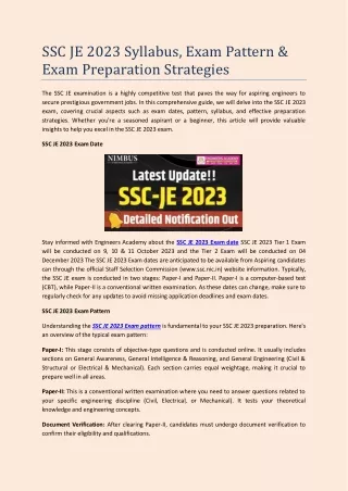 SSC JE 2023 Syllabus, Exam Pattern & Exam Preparation Strategies (1)