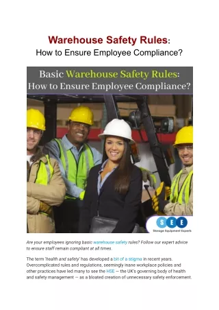 Warehouse Safety Rules: How to Ensure Employee Compliance?