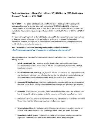 Tabletop Sweeteners Market_Blog