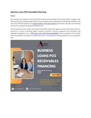 Business Loans POS receivables financin