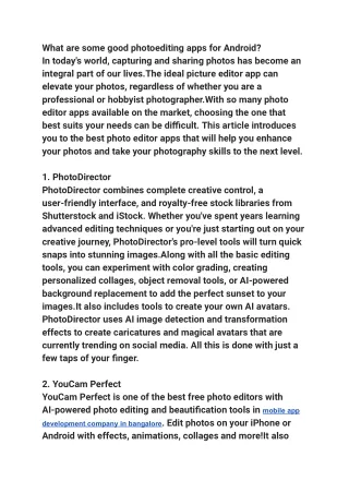 What are some good photoediting apps for Android_
