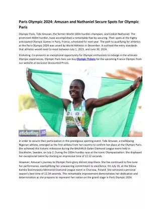 Paris Olympic 2024 Amusan and Nathaniel Secure Spots for Olympic Paris