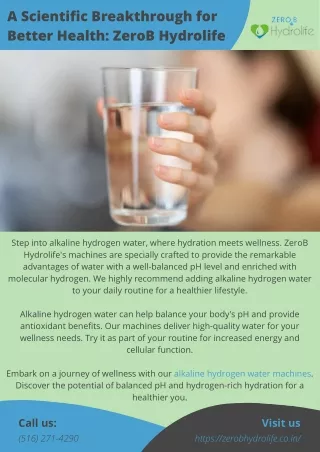 A Scientific Breakthrough for Better Health: ZeroB Hydrolife