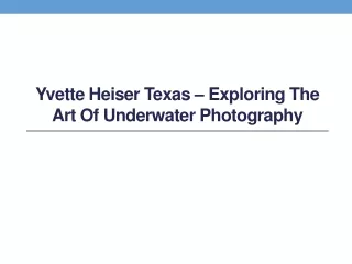 Yvette Heiser Texas – Exploring the Art of Underwater Photography