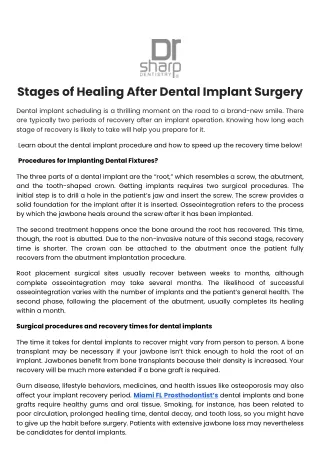 Stages of Healing After Dental Implant Surgery