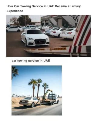 How Car Towing Service in UAE Became a Luxury Experience