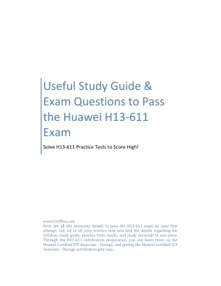 Useful Study Guide & Exam Questions to Pass the Huawei H13-611 Exam