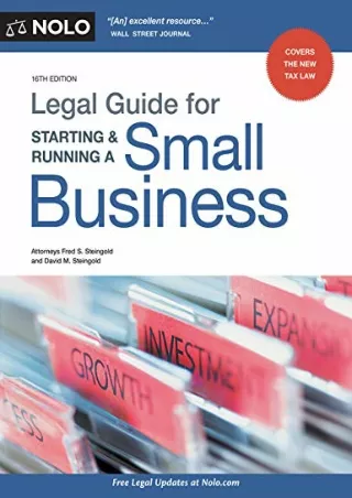 Pdf Ebook Legal Guide for Starting & Running a Small Business