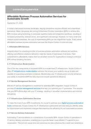 Affordable Business Process Automation Services for Sustainable Growth