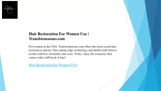 Hair Restoration For Women Usa  Transformasons.com