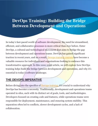 DevOps Training: Building the Bridge Between Development and Operations