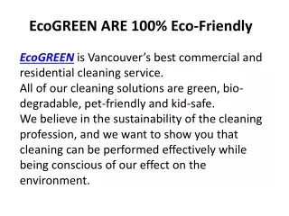 Special ECO Cleaning SERVICES IN VANCOUVER | ECO GREEN