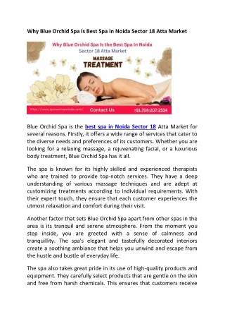 Why Blue Orchid Spa Is Best Spa In Noida Sector 18 Atta Market