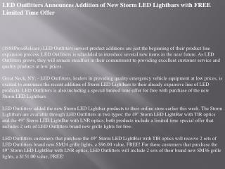 led outfitters announces addition of new storm led lightbars