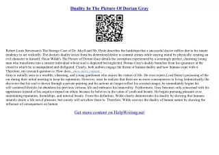 the picture of dorian gray essay