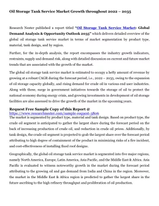 Oil Storage Tank Service Market Growth throughout 2022 – 2035