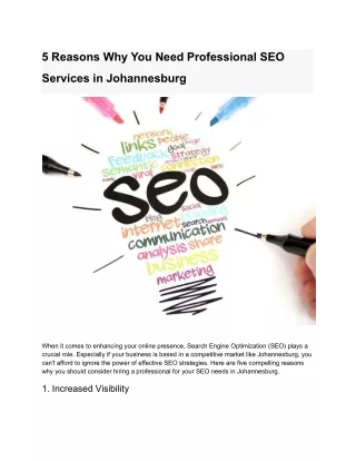 5 Reasons Why You Need Professional SEO Services in Johannesburg