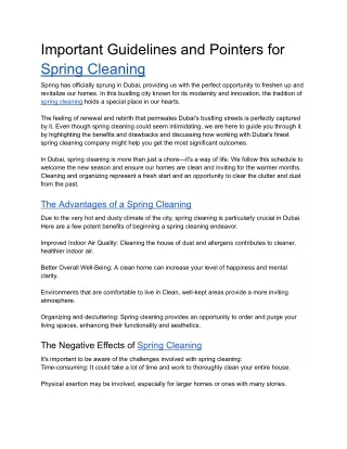 Important Guidelines and Pointers for Spring Cleaning