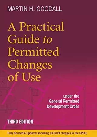 DOWNLOAD/PDF A Practical Guide to Permitted Changes of Use