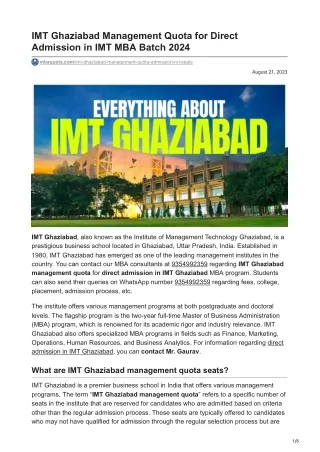 IMT Ghaziabad Management Quota for Direct Admission in IMT MBA Batch 2024-mbaquota.com-