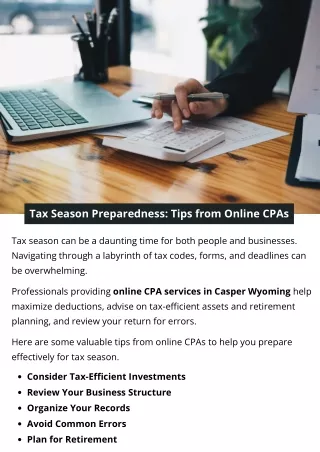 Tax Season Preparedness: Tips from Online CPAs