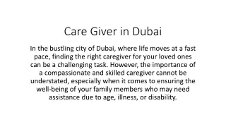 Care Giver in Dubai