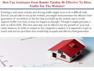 How Can Assistance From Ronnie Tarabay Be Effective To Drive Traffic For The Web