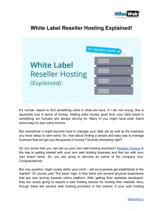 White Label Reseller Hosting Explained!