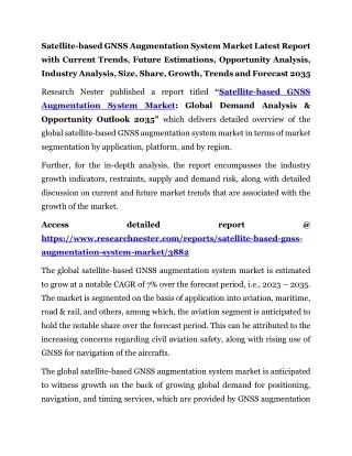 Satellite-based GNSS Augmentation System Market Growth 2035