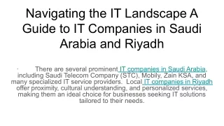 Navigating the IT Landscape A Guide to IT Companies in Saudi Arabia and Riyadh