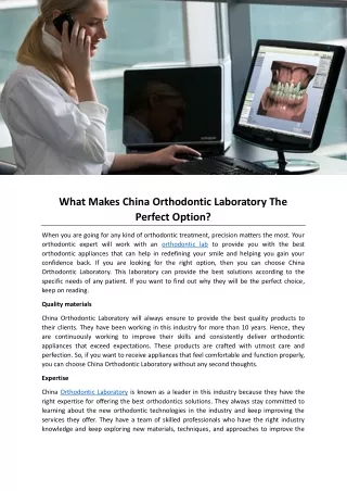 What Makes China Orthodontic Laboratory The Perfect Option