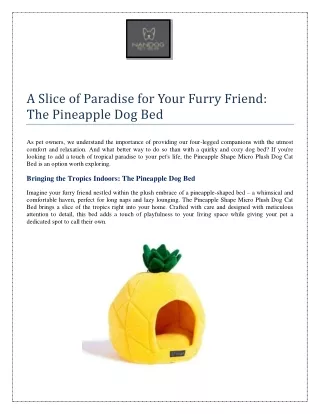 A Slice of Paradise for Your Furry Friend The Pineapple Dog Bed