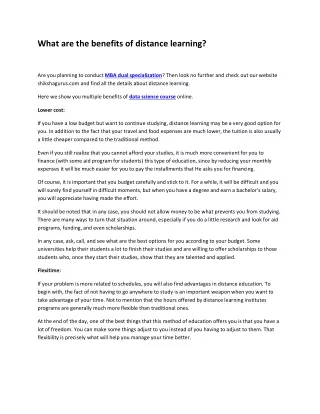 What are the benefits of distance learning